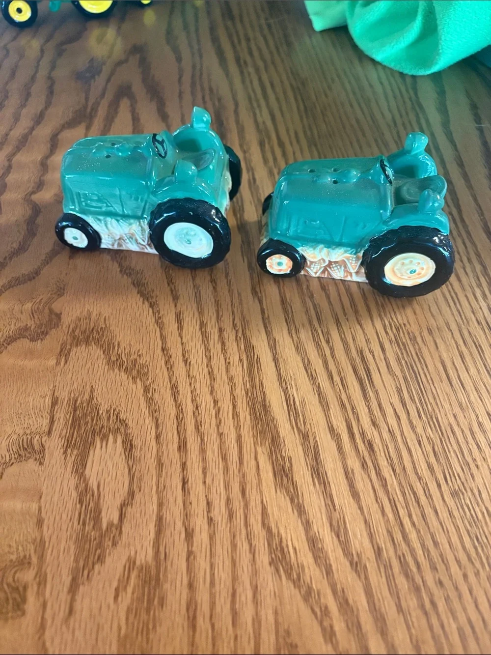 Kids Toy Tractor Salt & Pepper Shakers - Green Set